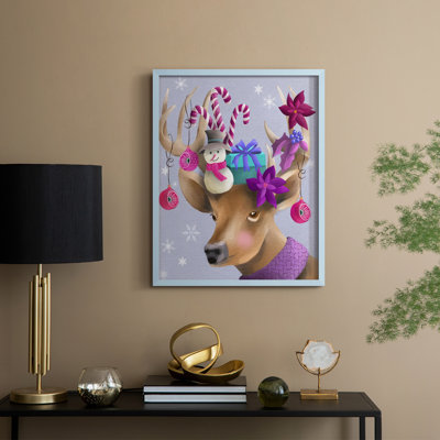 «Christmas Friends II», reproduction encadrée - bois massif