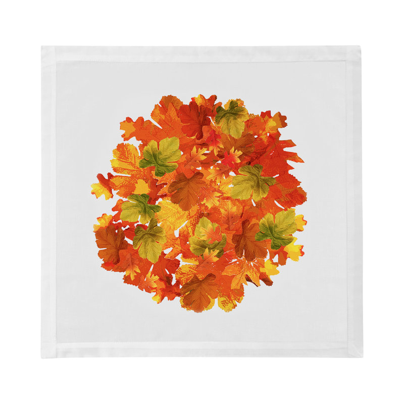 Fallen Leaves Cotton Sateen Dinner Napkins, White