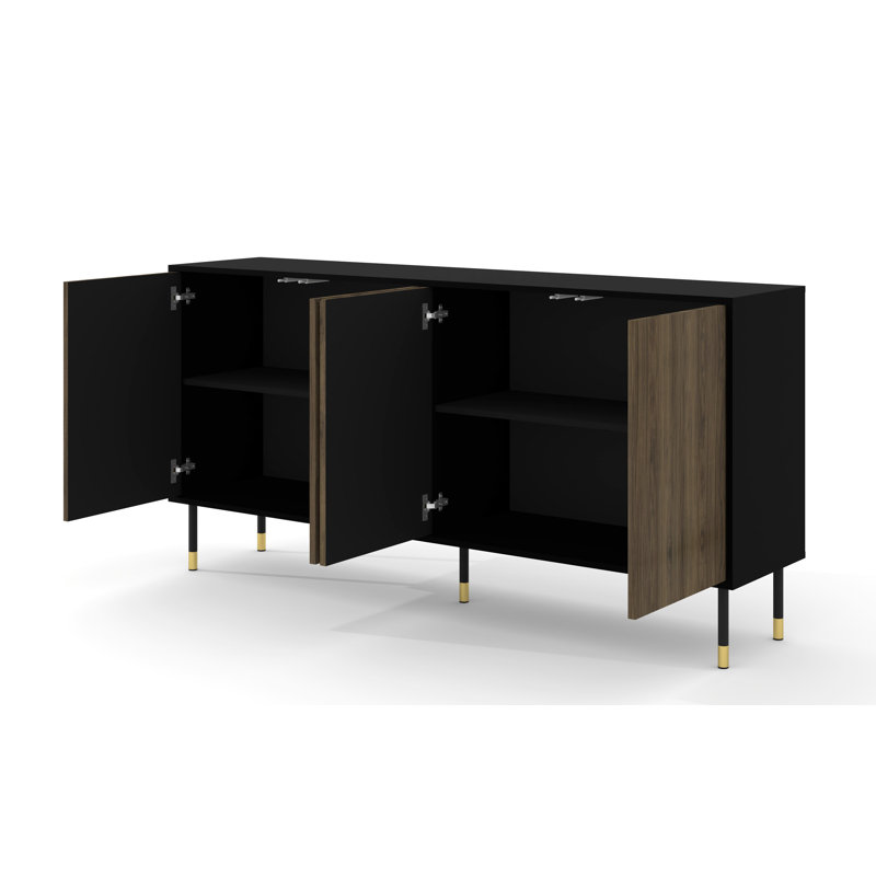 Baldemar 180cm W Chest of Drawers, Black/Catania oak