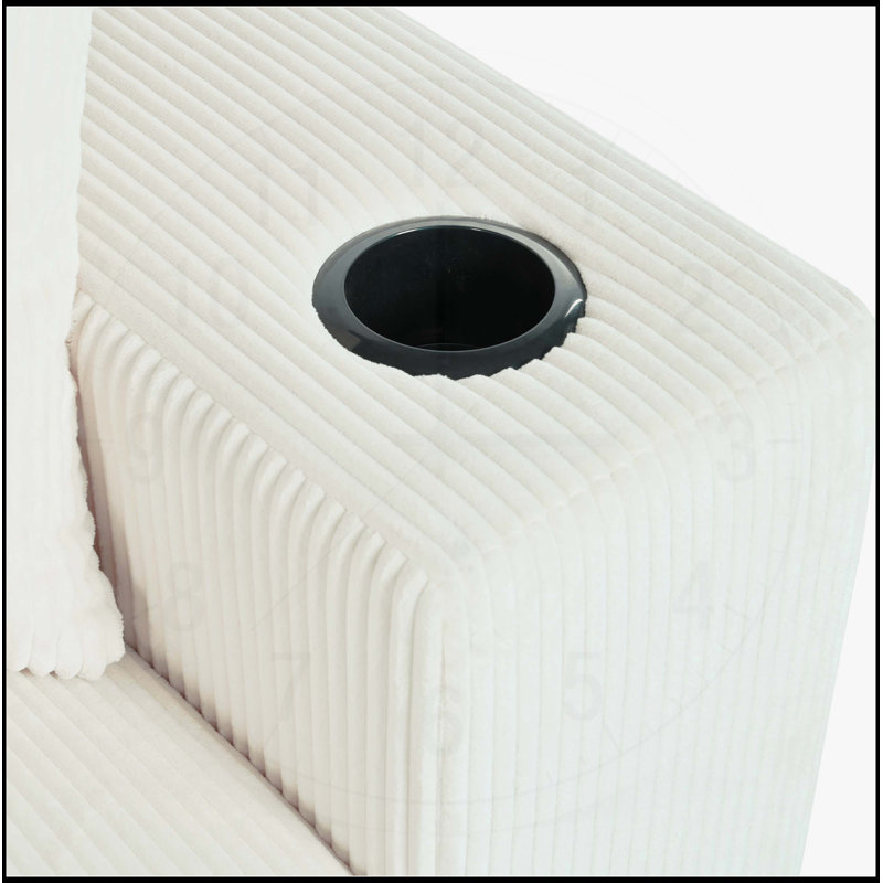 Grand canapé modulaire Mirod avec coussins épais, porte-gobelets intégrés et ports de charge pour un confort ultime, Beige