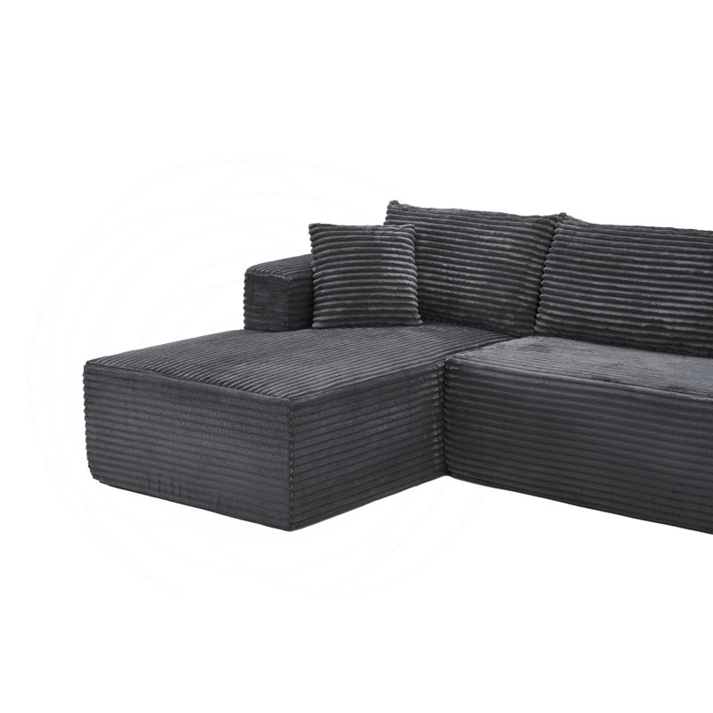 Canapé modulaire en L avec tissu velours côtelé, Grey