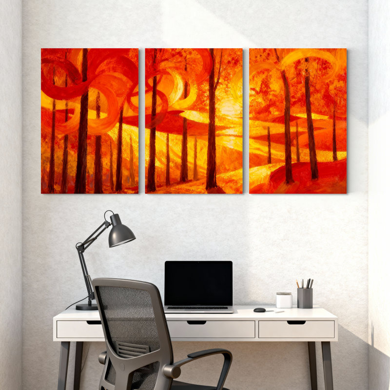 Scénario et paysages urbains, forêt abstraite, ensemble de 3 impressions sur toile, H 18 po x l 36 po