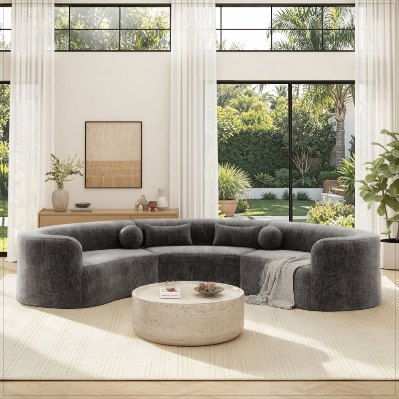 Canapé modulaire surdimensionné à 6 places de 153 po, Gris