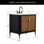 Meuble-lavabo autoportant en bois massif 36 po Mid-Century avec plateau en marbre 36 po-104916605