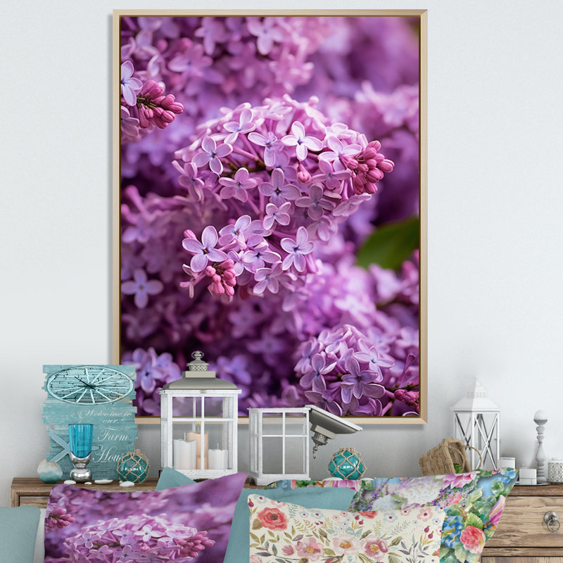 «Lilac mauve», reproduction sur toile, H 32 po x l 16 po x P 1 po, Cadre naturel flottant