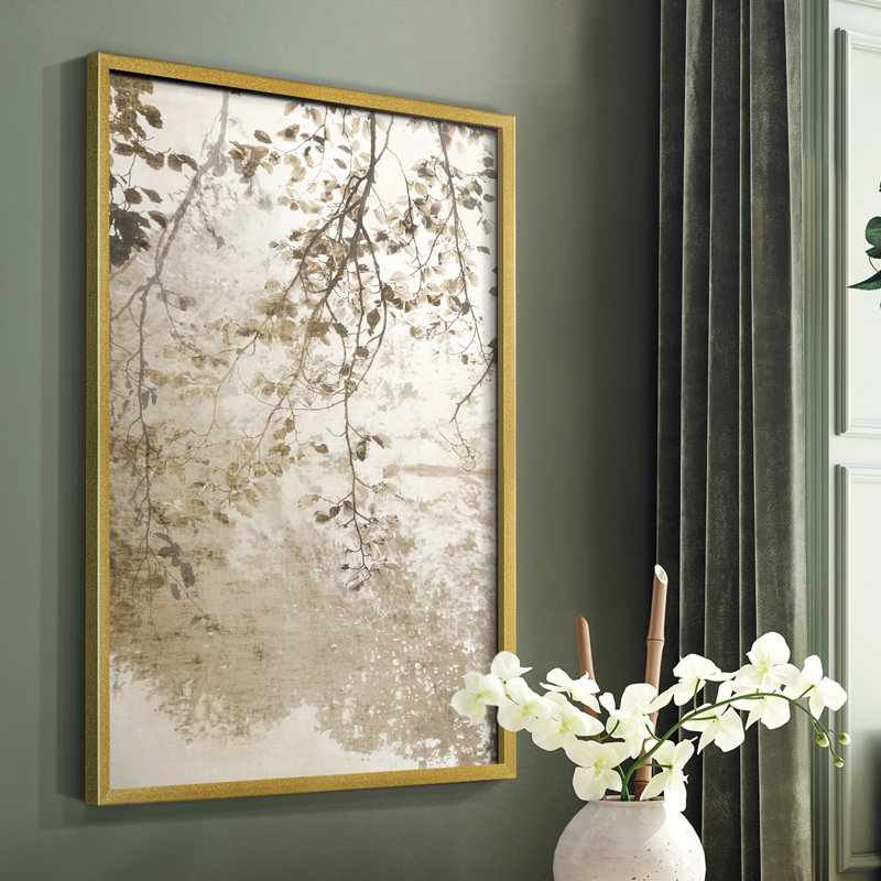 Fresque, reproduction encadrée - bois massif, Or, H 28 po x l 22 po
