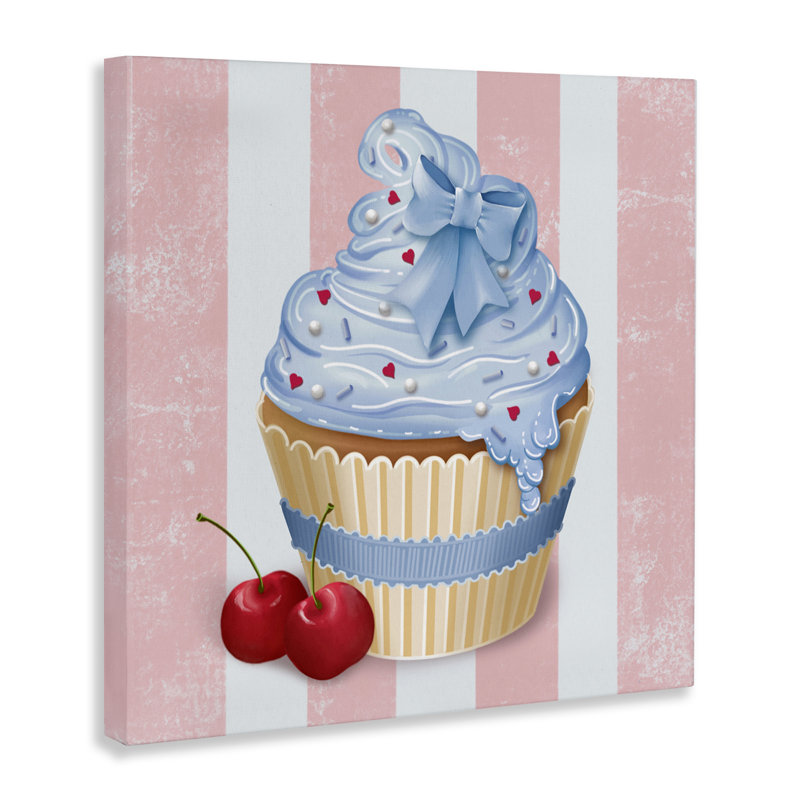 Toile pastel Cupcake & Cherries, design par Lori Mosley, H 17 po x l 17 po