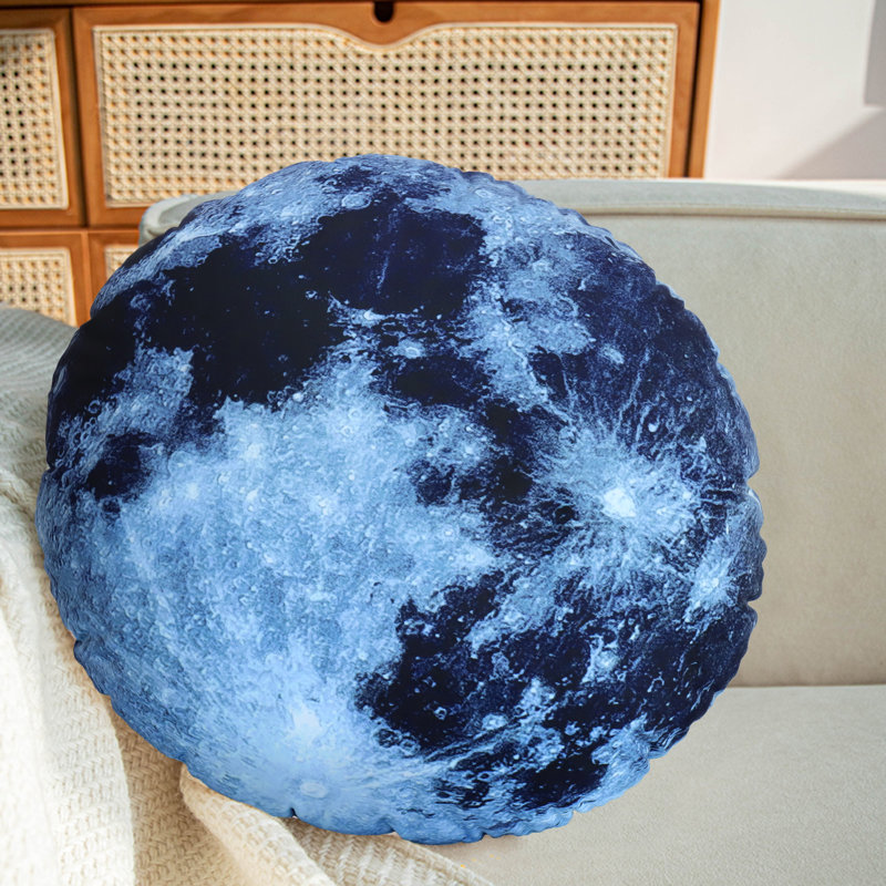Abstract Black Circular Cushion, 25cm W x 25cm W x 5cm D