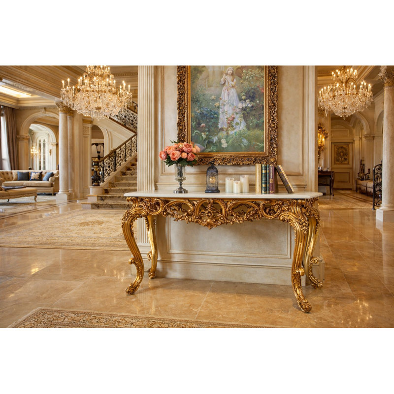 Rosia 62'' W Marble Console Table, White