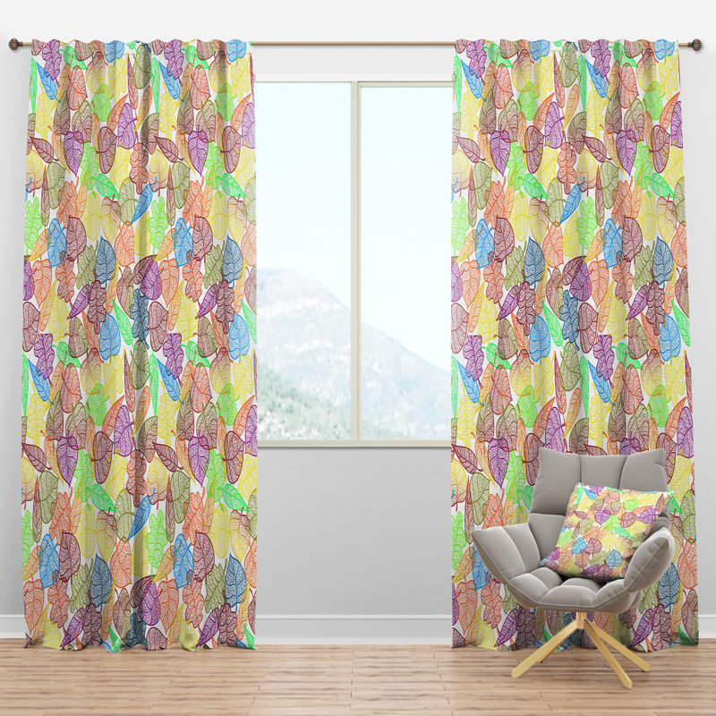Panneau de rideau simple semi-diaphane avec passe-tringle Autumn, l 52 po x L 108 po