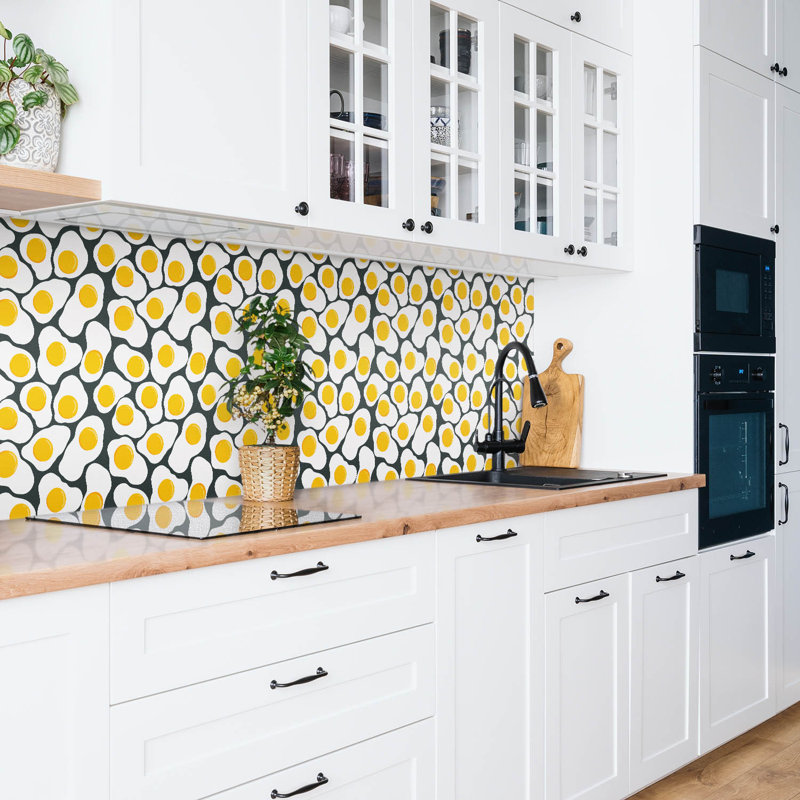 Self Adhesive Vinyl Splashback Wall Panel Sticker Tile Peel Stick 100x50 cm Cartoon eggs