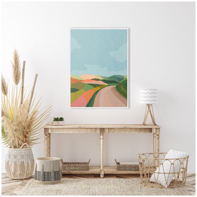 Beautiful Landscape with Road by July Art Prints Framed Canvas Wall Art Print
