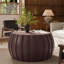 Table basse rectangulaire avec surface résistante à l'eau, faux béton brun chaud, 35,43 pouces de large, pour le salon ou le patio