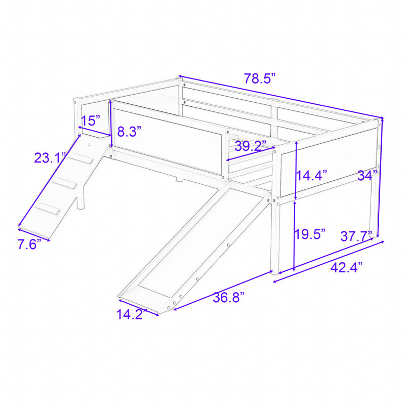 Harvester Kids Twin Loft Bed, Espresso