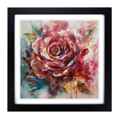 Rose Abstract Expressionism No.1 - Single Picture Frame Print on Wood