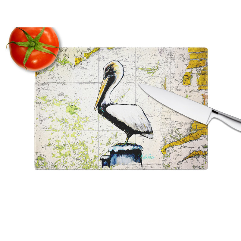 Pelican on Map Glass Cutting Board
