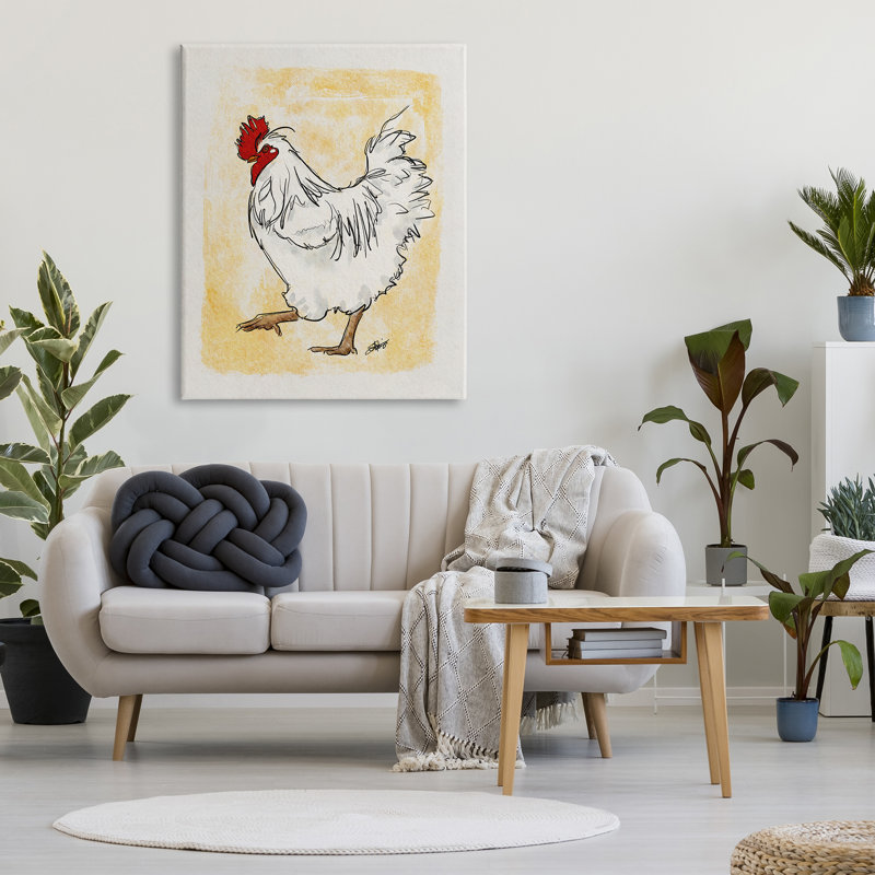 «Yellow Country Chicken Portrait» par Shanda Louis, impression sur toile tendue, H 48 po x l 36 po x P 1,5 po