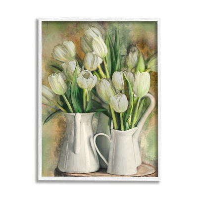 " White Tulips In Charming Country Pitchers " by Ziwei Li