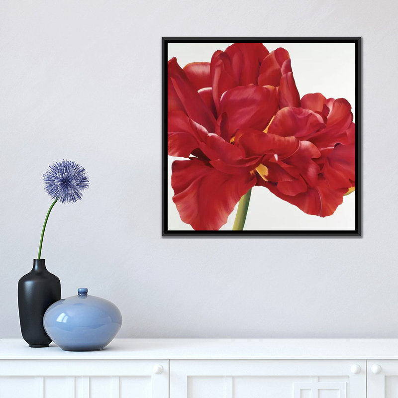 « colour floral ii », reproduction d’impression sur toile, H 26 po x l 26 po x P 1,5 po, Toile avec cadre noir, Pas de tapis