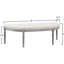Banc rembourré beige à boutons côtiers avec pattes grises patinées, conception en demi-croissant pour optimiser l'espace dans les halls, structure, facile à nettoyer, nécessite un assemblage, look américain, forme de 55 profondeurs
