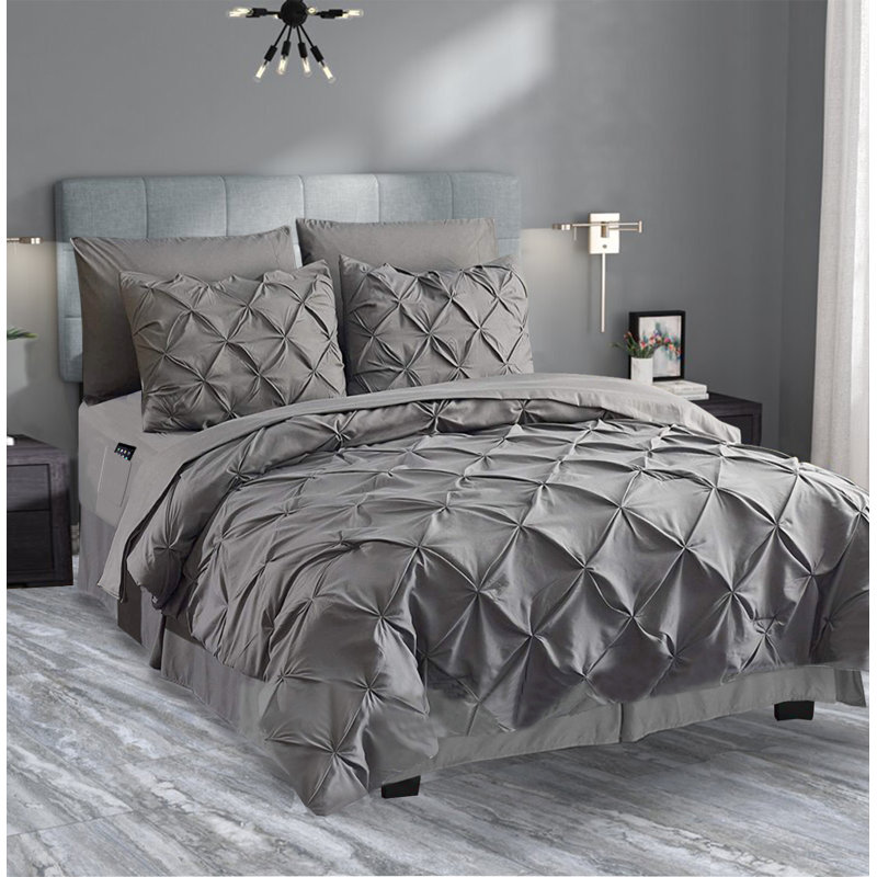 Polyester Box Stitch Comforter, Turqouise, Queen Comforter + 5 Additional Pieces
