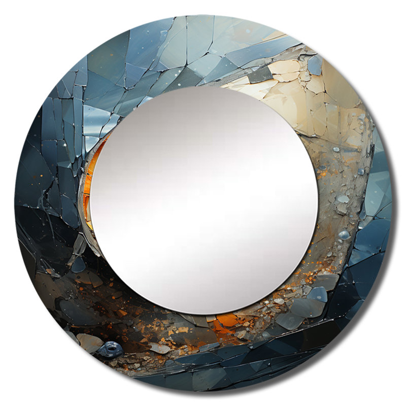 Golden Sea Sheel Spiral - grand miroir mural Nautilus, miroir décoratif rond moderne, impression d'art en métal