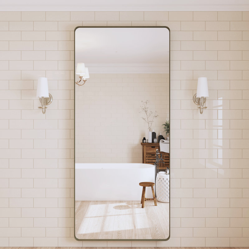 Miroir de salle de bain mural et d'angle Lesamuel, 32 po x 72 po, Bronze
