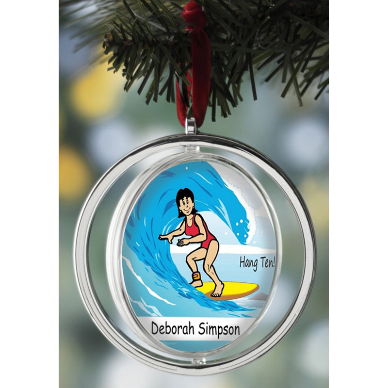 Ornement de Noël personnalisable surfer à deux faces, Oui