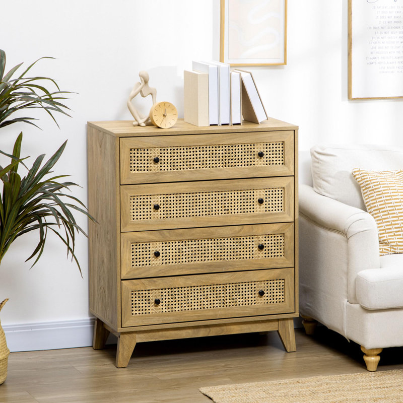 80 cm W Chest of 4 Drawers, Natural