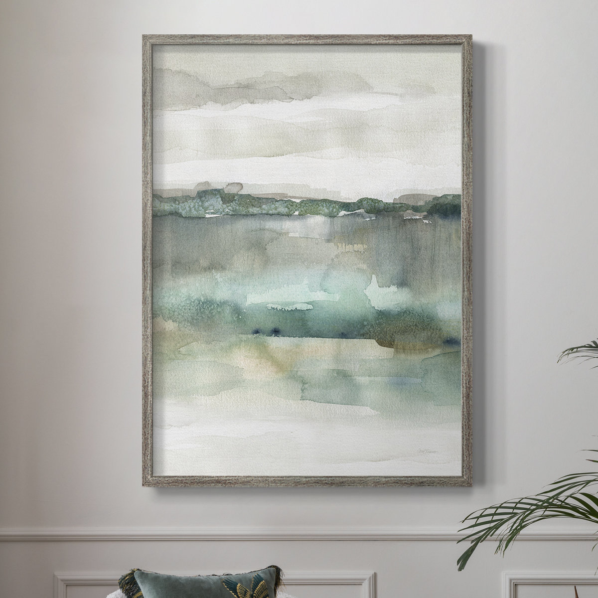 Red Barrel Studio® Soft Emerald Harmony Framed Print - Solid Wood 49501 ...