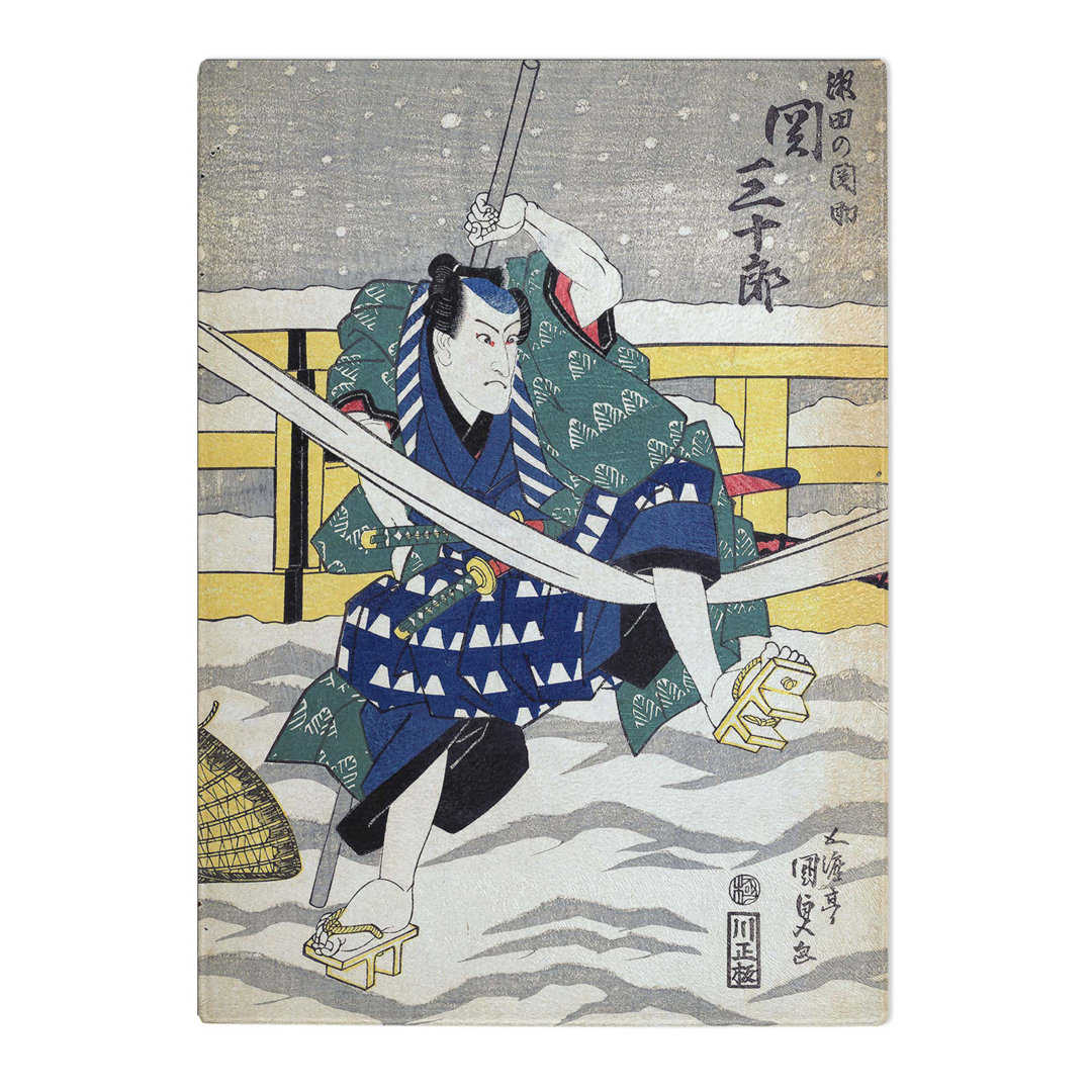 Tempered Glass Battle in the Snow by Utagawa Kunisada Chopping Board