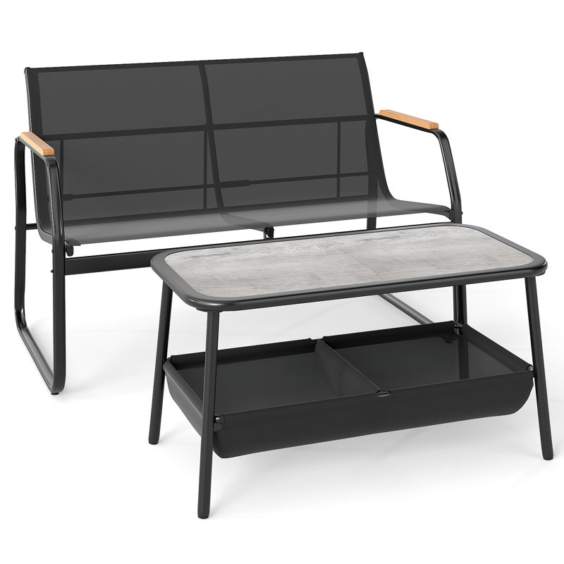 Garden 2 Pieces Patio Furniture Set Outdoor Loveseat And Coffee Table Set