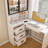 Corner L-Shaped Computer Desk With Glass Cabinets, Built-In LED Lights, And USB Charging Ports For Home And Office-376112320