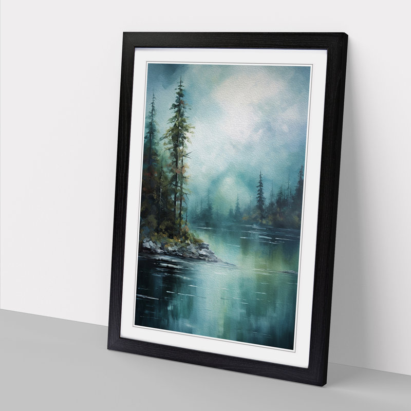 Lake Abstract - Framed Print, Black, 46cm H x 34cm W x 2cm D