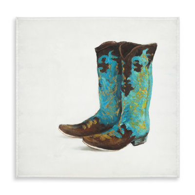 Blue Cowboy Boots Tablecloth - Indoor/Outdoor Western Decor