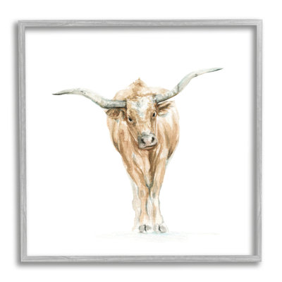 «Longhorn bovin aquarelle» par Fox Hollow Studios - peinture