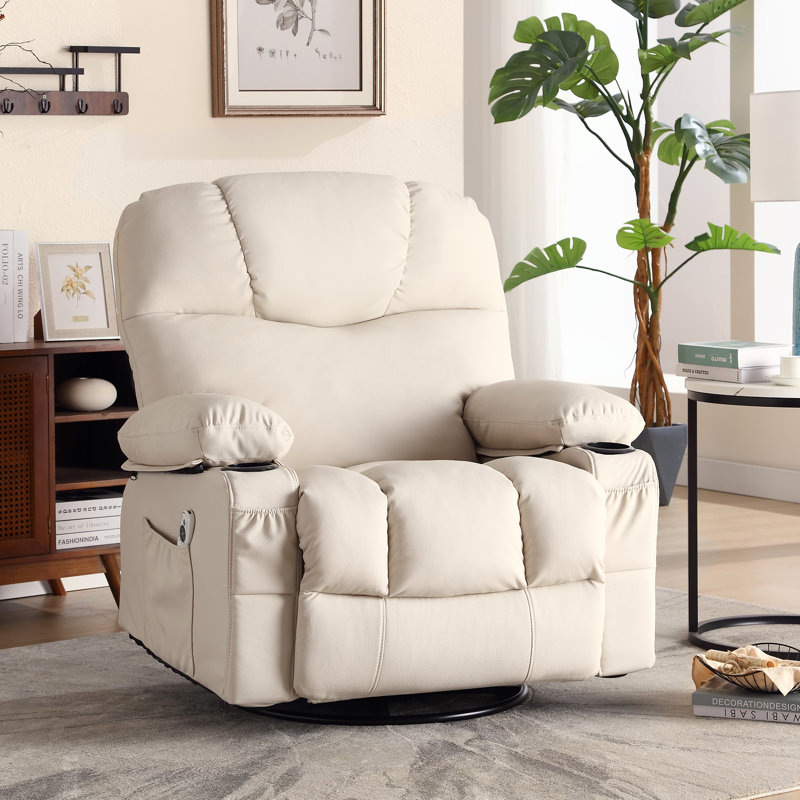 Hokku Designs Gert Oates Leather match Manual Swivel Massage Recliner Chair  With Heat And Vibration & Reviews | Wayfair