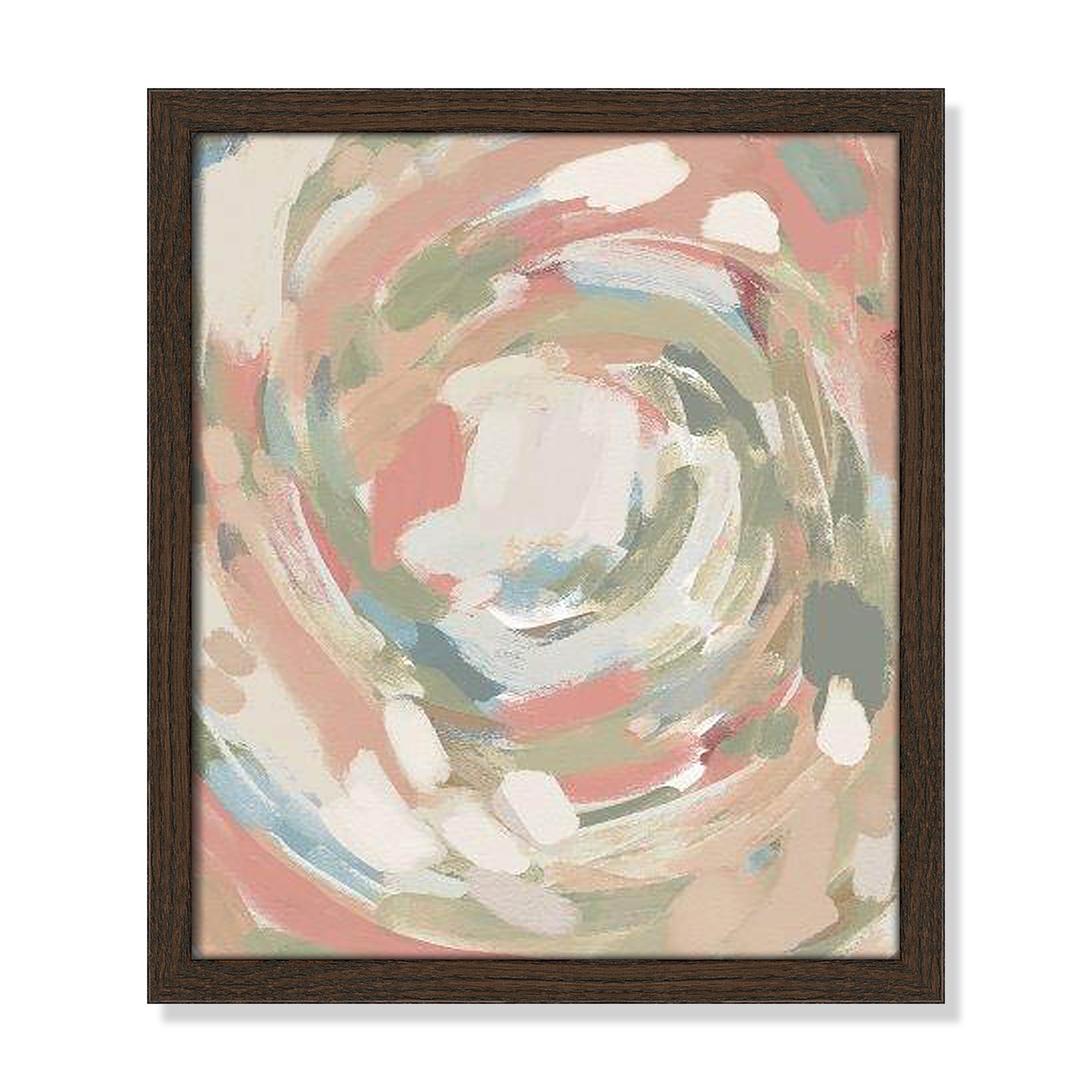 Abstract Energy Spring Colors by Leah Straatsma, 15" H x 13" W x 0.75" D, Walnut Slim Unmatted Picture Framed