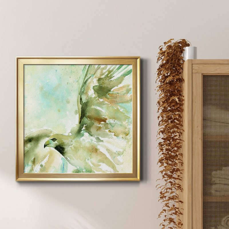 Prise de vol - Peinture sur toile encadrée, H 30,5 po x l 30,5 po x P 1,5 po, Doré