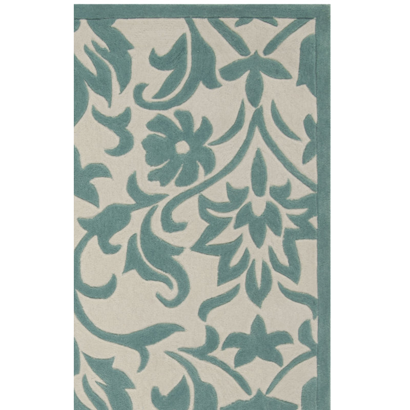 Amagansett Hand-Tufted Ivory/Light Blue Area Rug, Rectangle 5' x 8'
