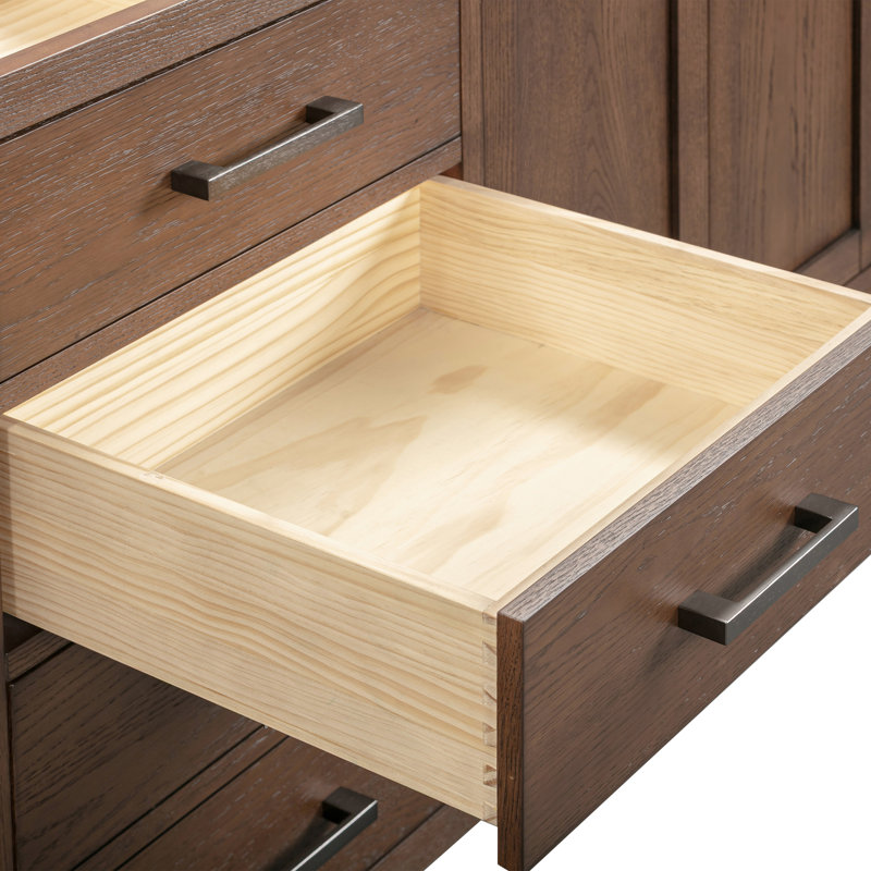 Modero 60" Double Bathroom Vanity with Top, Cala White, Black, Mocha Oak