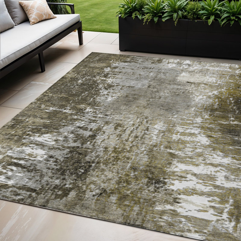 Tapis intérieur lavable abstrait taupe 5 pi x 8 pi brun