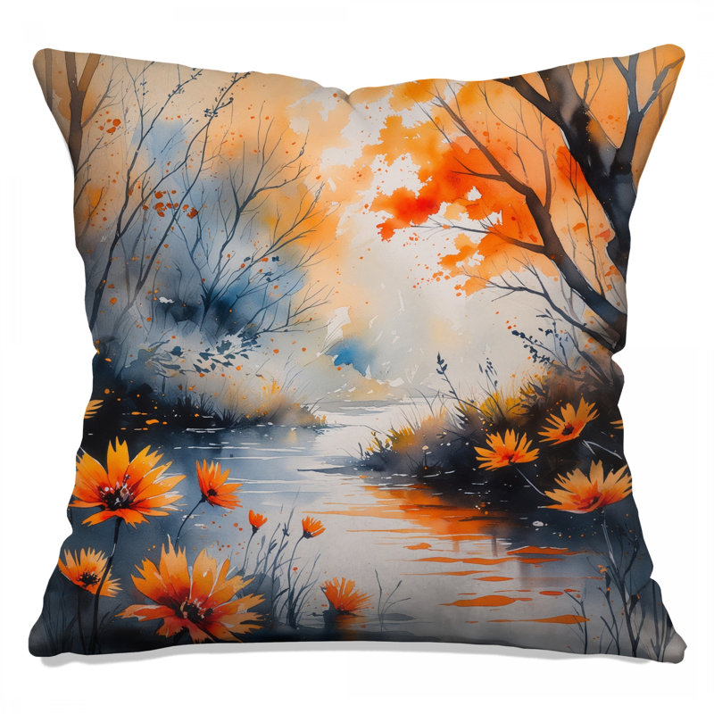 Coussins décoratifs Autumn River Scene, 16 x 16 pouces