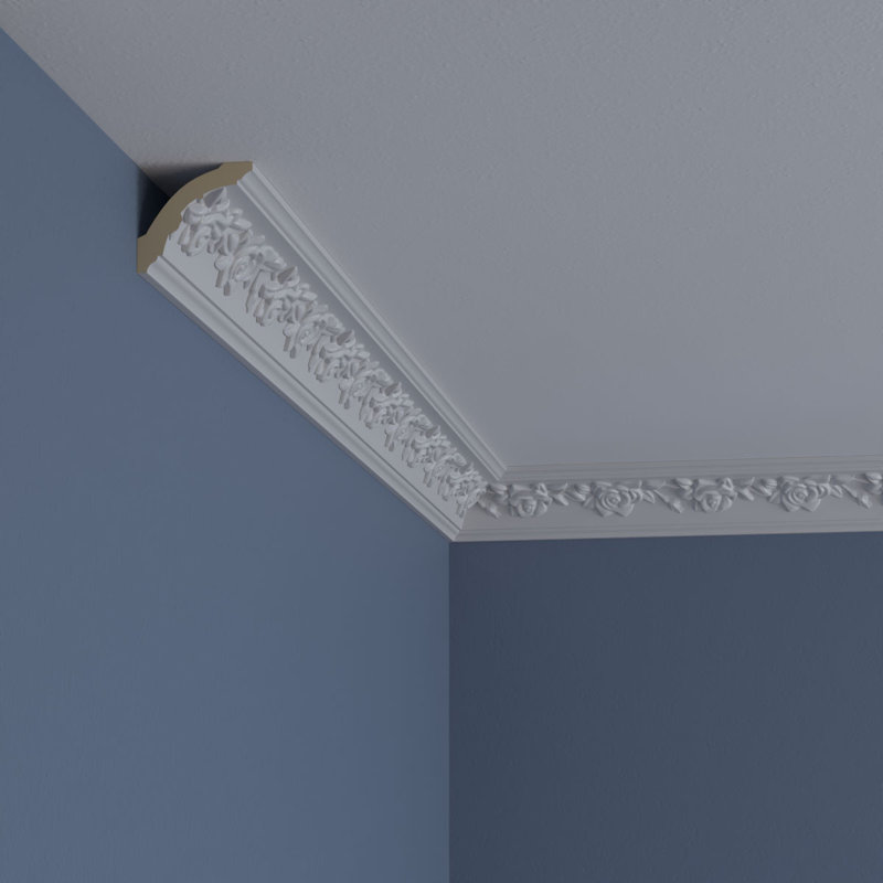 White Urethane Running Rose Crown Moulding 94 1/2"
