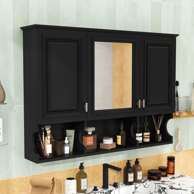Armoire de salle de bain élégante avec tablettes réglables et rangement dissimulé