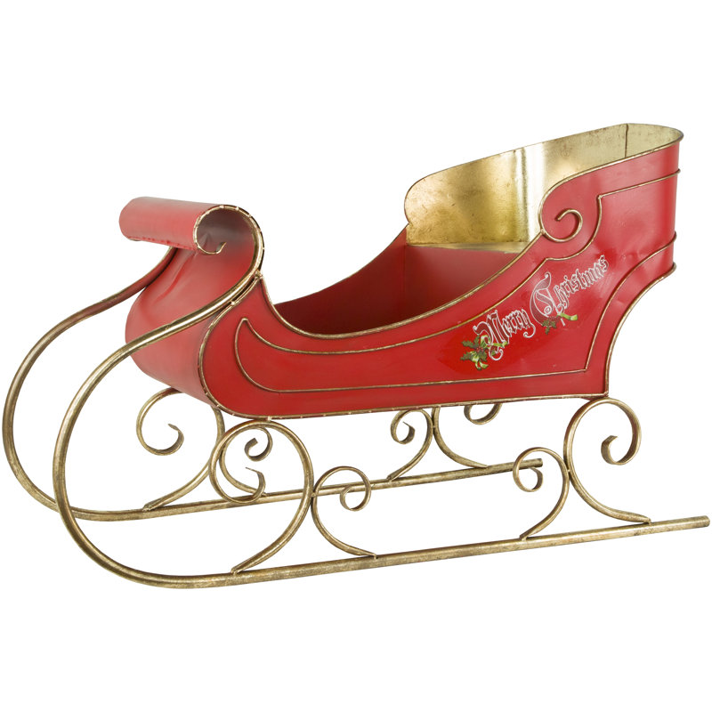 Santa's Sleigh - 50 X 32 Inches, 32" H x 50.25" W x 26.25" D, Red/Gold