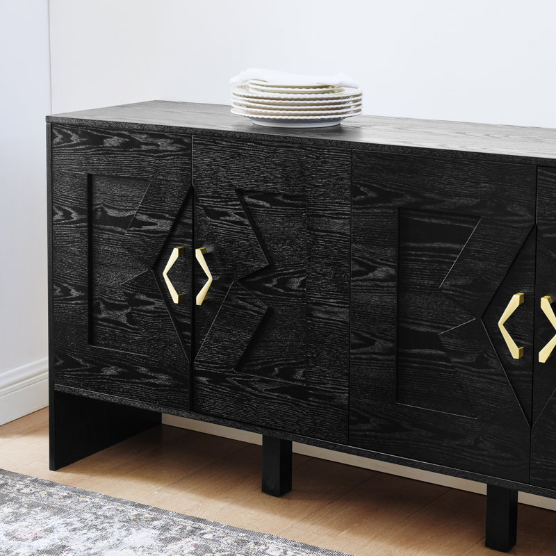 Buffet avec rangement Mid-Century, Noir
