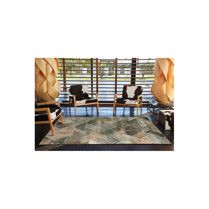 Tapis décoratif à motif géométrique Zigzag, Sous-tapis rectangulaire 3 pi 11 po x 5 pi 11 po i