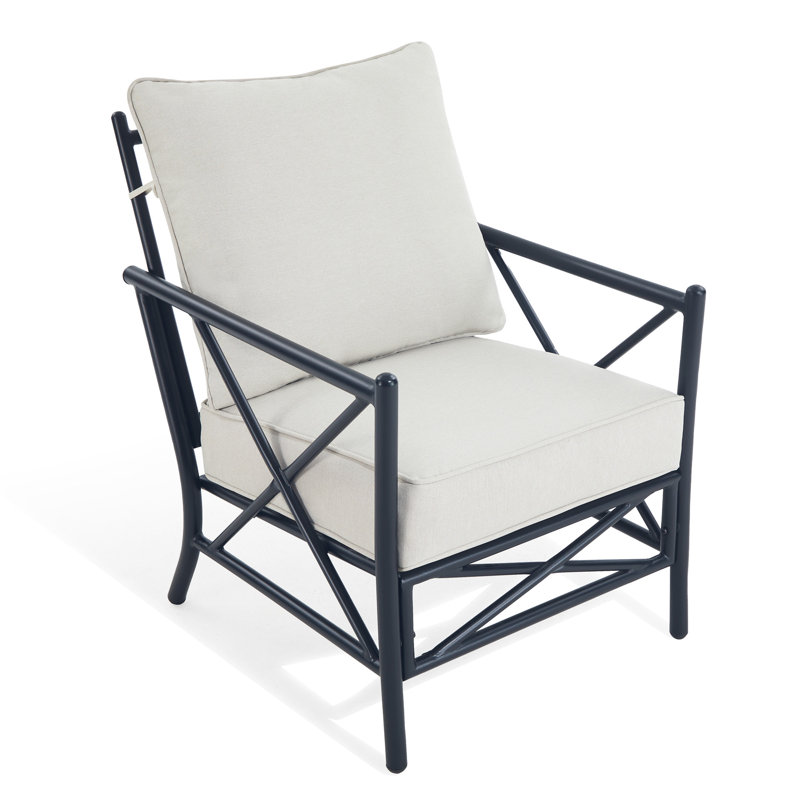 Outdoor Modern Chair  - Sturdy Iron Frame With Plush Back & Seat Cushions