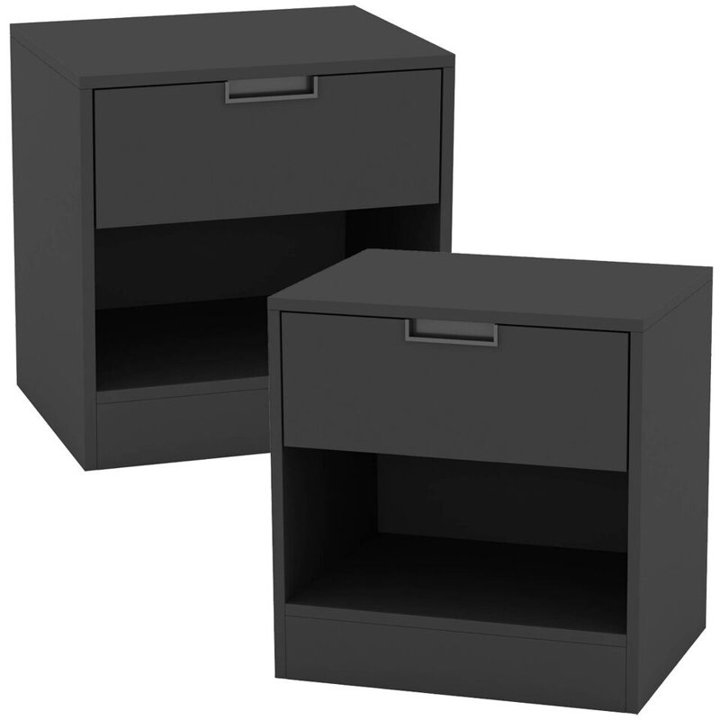 Skylir 45cm W Metal Bedside Table, Black